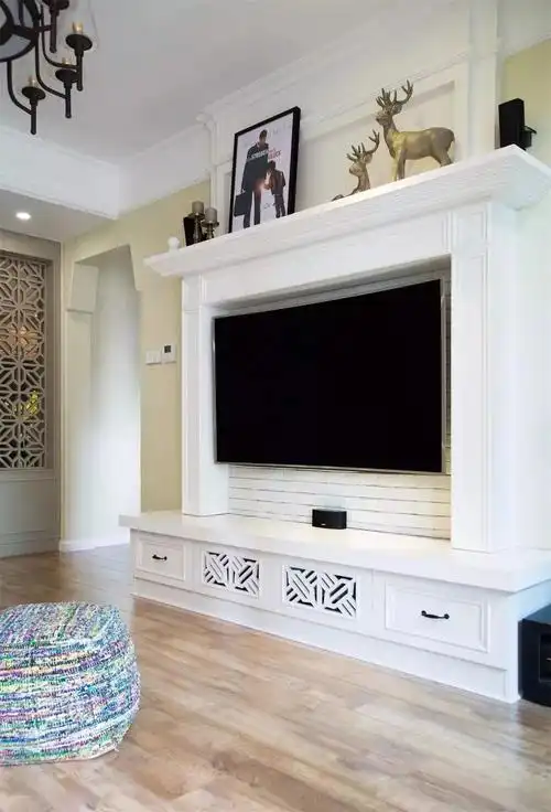 学装修120平美式复式头一次见壁炉电视墙