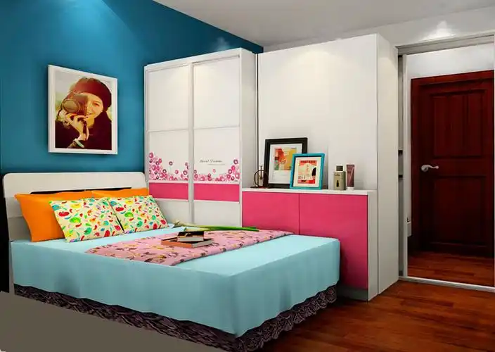 浪漫粉女生衣柜效果图 高低柜平稳自然