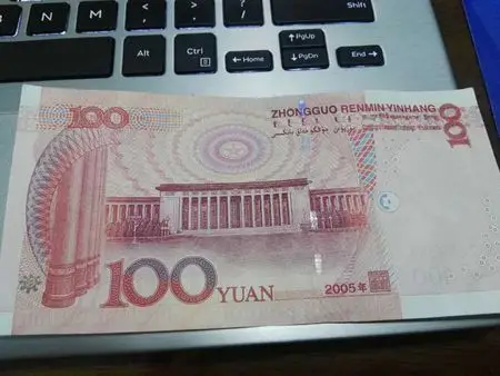 百元大钞背面左下角黑色像太阳的印记是什么?