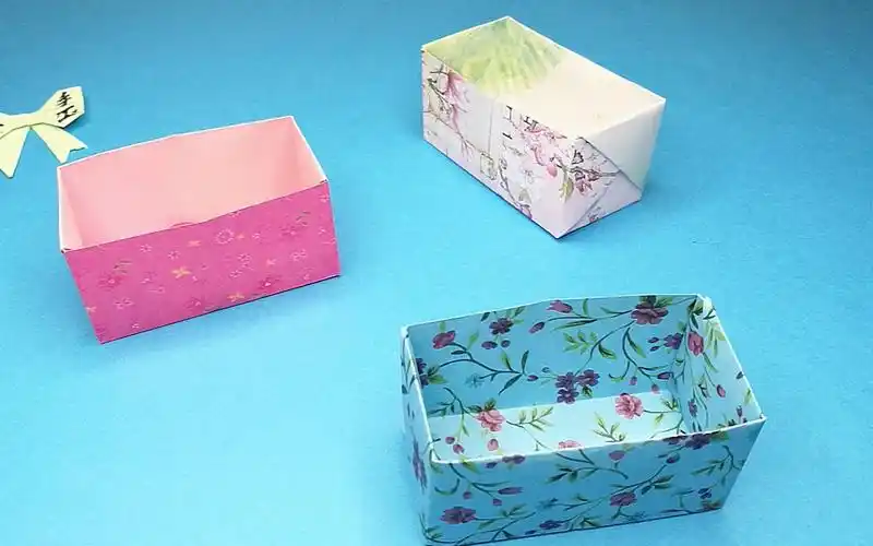 小壮手工折长方形盒子步骤很少却很漂亮实用的折纸收纳盒子