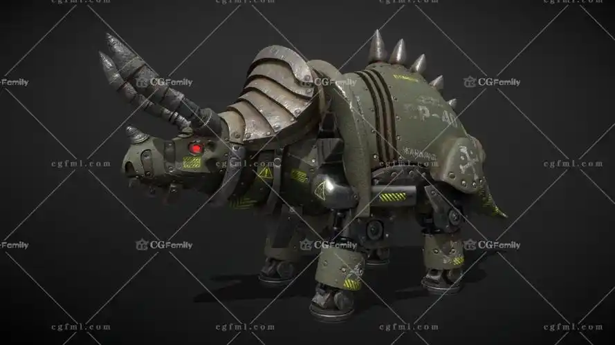 3d模型下载_次世代 犀牛机器人 游戏角色 pbr带贴图 3d模型