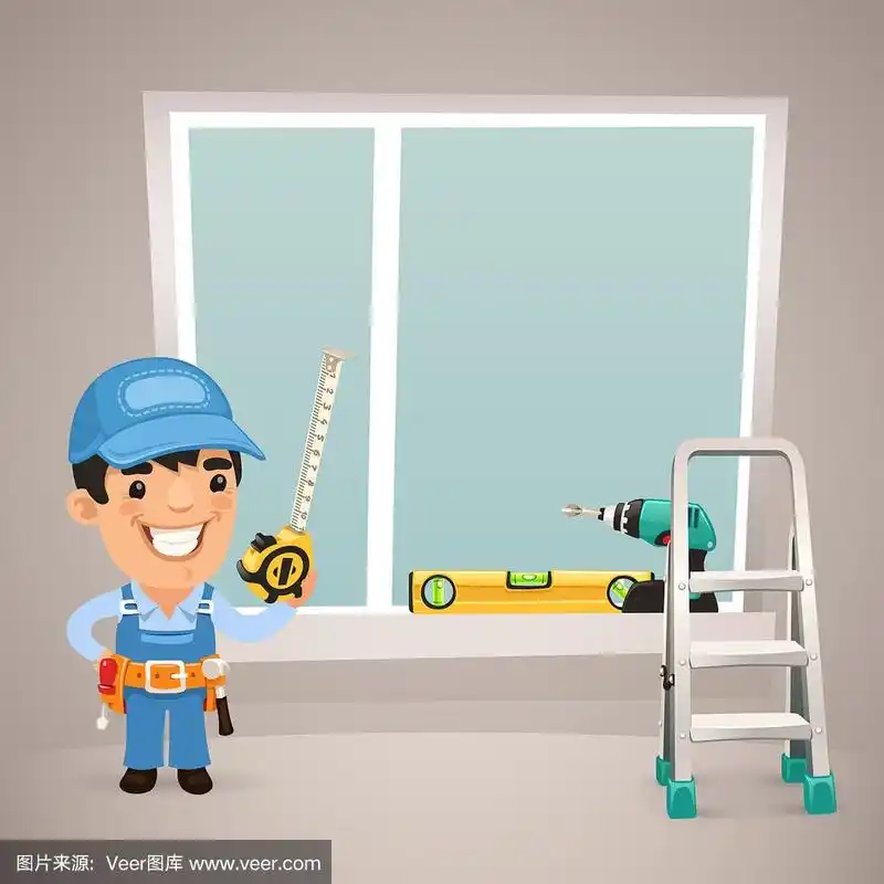 男工人正在安装窗户