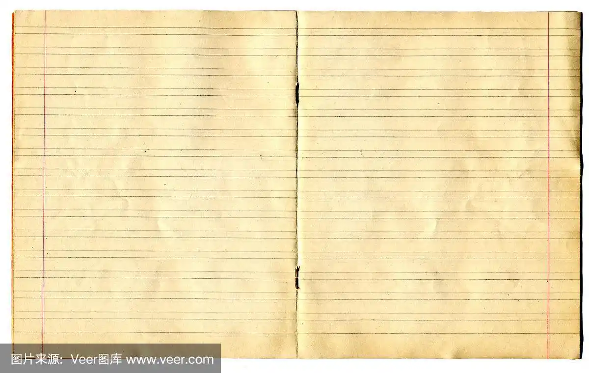 旧书的侧面,空白的破旧书页.大