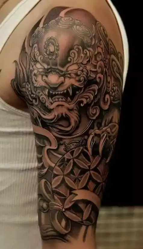 作为一种中国传统纹身图案唐狮子也是一种潮流