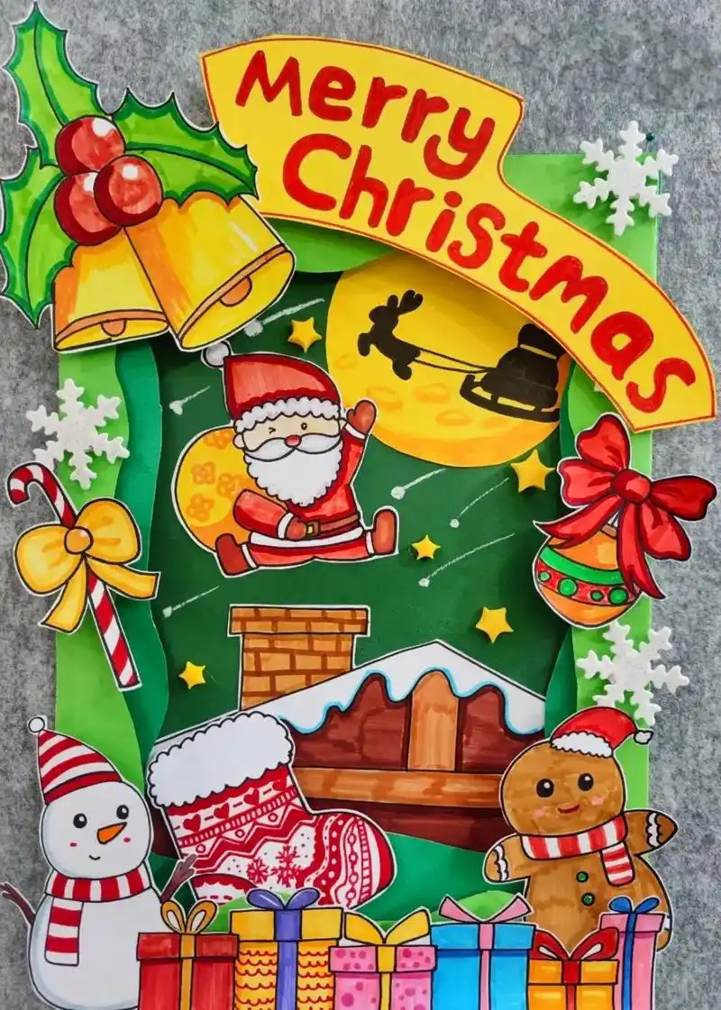 圣诞节创意剪贴画手工制作圣诞老人袜子礼物