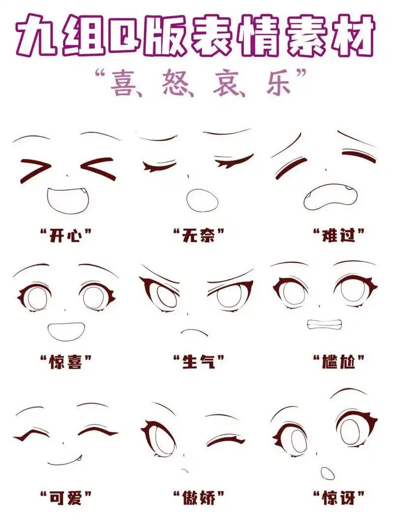 干货分享|九种常见的q版表情画法93 07拿捏不住q版表情画法的可以