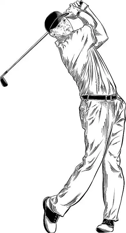 高尔夫球手男性击球