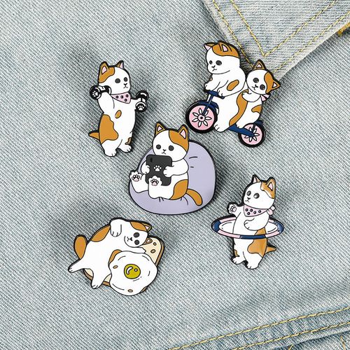 卡通创意呆萌小花猫饰品胸针可爱猫咪玩娱乐造型胸针徽章【15天内发货