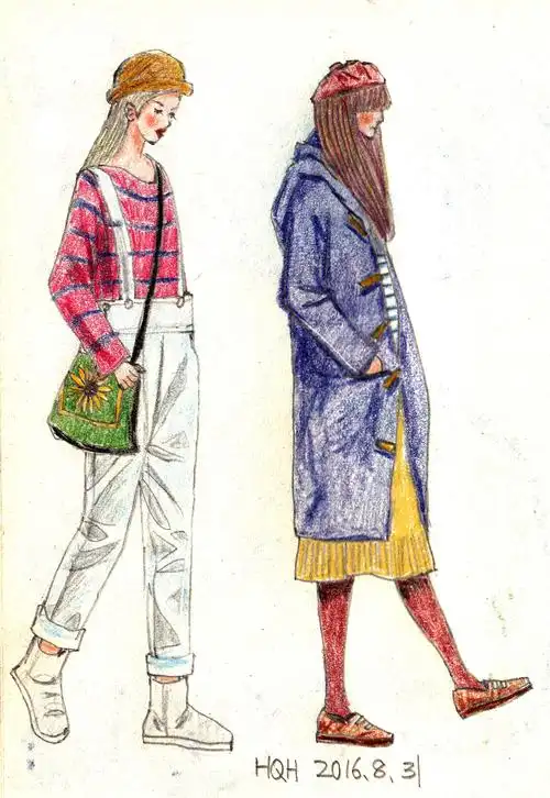 彩铅 人物 服装 时尚 hqh