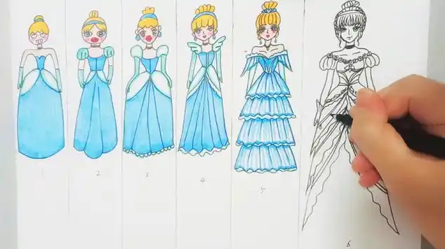 手绘 不同画风 灰姑娘 简笔画_网易视频