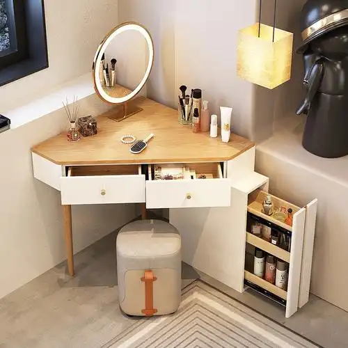 直角梳妆台满足卧室转角处的储物神器