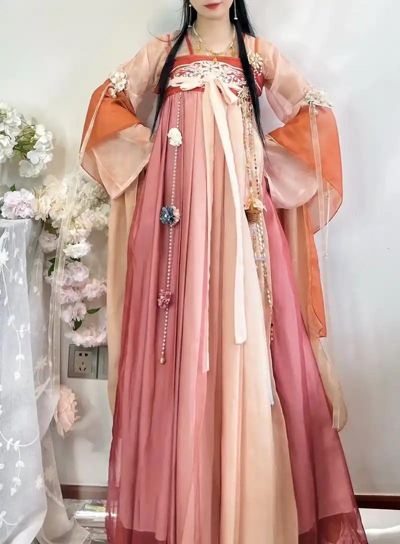 双色披帛 腰链同色肩带#齐胸襦裙 #汉服 - 抖音