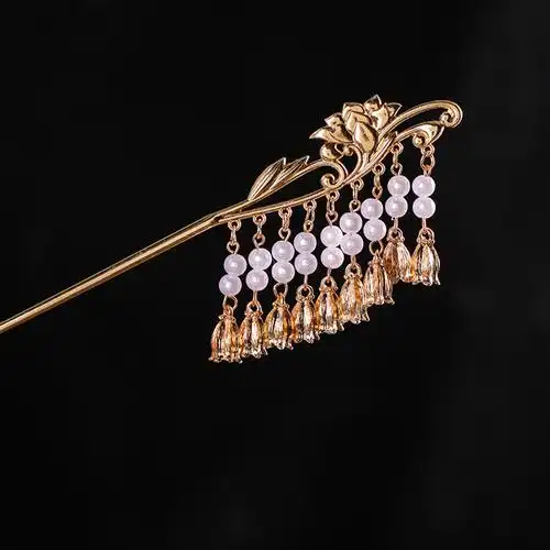 汉服头饰仙气铃兰发簪古风发钗珍珠流苏步摇簪子旗袍配饰古代挽发