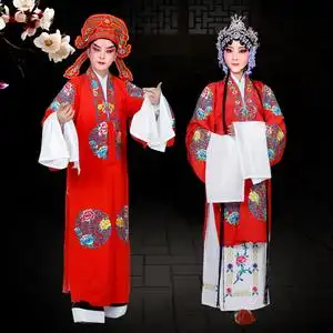 戏曲团花对披京剧小生花旦青衣批抬花轿新郎新娘拜堂团花男女对披