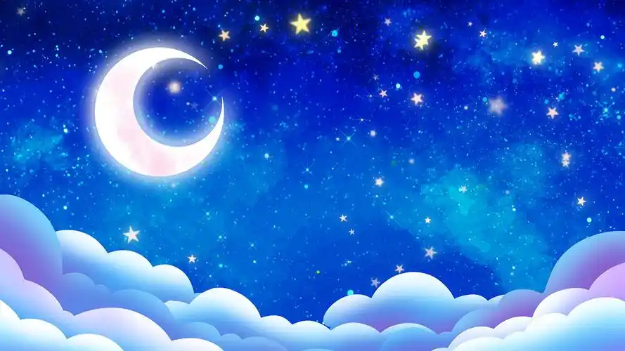 4k卡通蓝色夜晚可爱小星星视频背景ae模板卡通星空背景(mp4 gif)