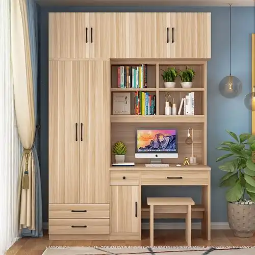 迪玛森儿童衣柜书桌一体小户型卧室简约现代电脑桌写字台带书柜家用