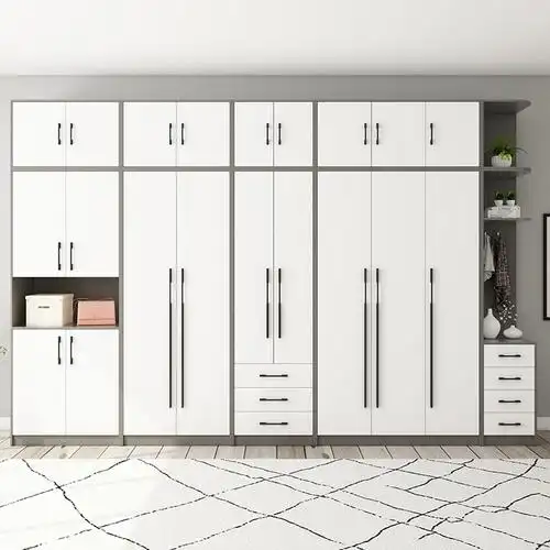 衣柜简约现代小户型组合大衣橱板式平开两门主卧室组装柜子带顶柜