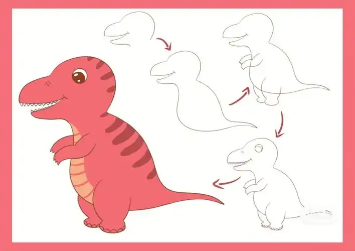 霸王龙,三角龙,翼龙,剑龙,梁龙的简笔画教程#小恐龙  #简笔画by