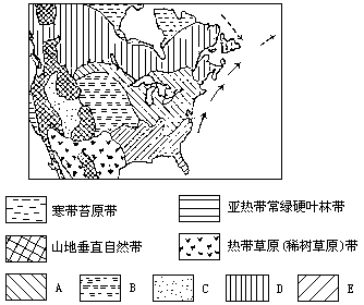 读北美洲部分地区自然带分布图解答