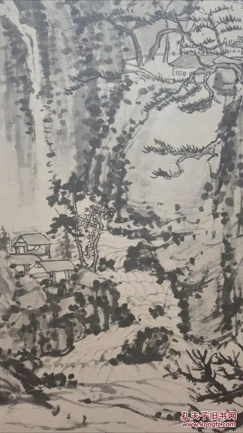 民国珂罗版印刷刘海粟大幅《九溪十八涧》30年代作品 拍品编号