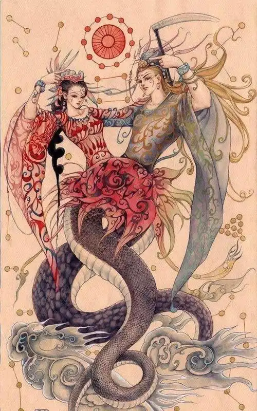 伏羲,亦称牺皇,伏戏,在中国神话中是人类的始祖.