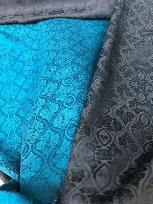 香云纱桑波缎透孔萝蓝色