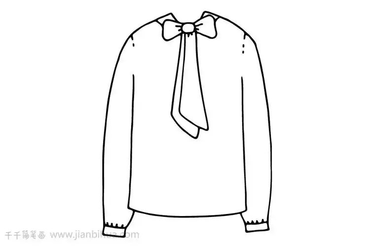 蝴蝶结雪纺衬衫简笔画_衣服简笔画