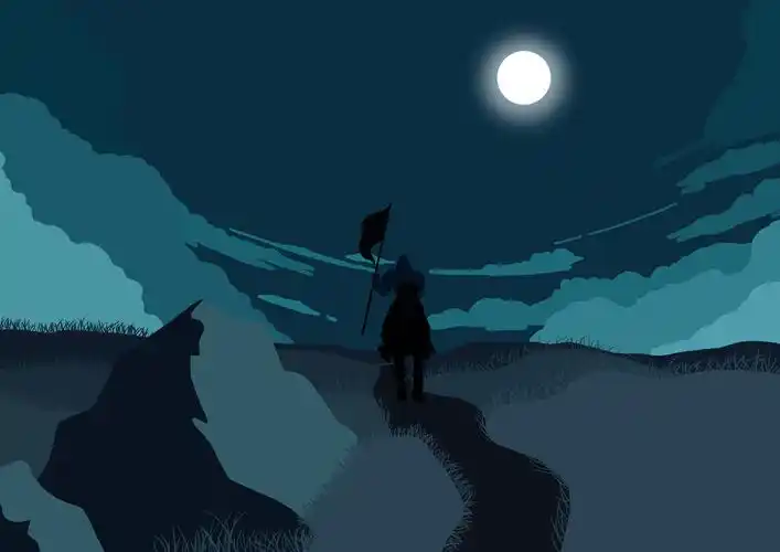 糖吉歌德孤独的骑士扁平化插画