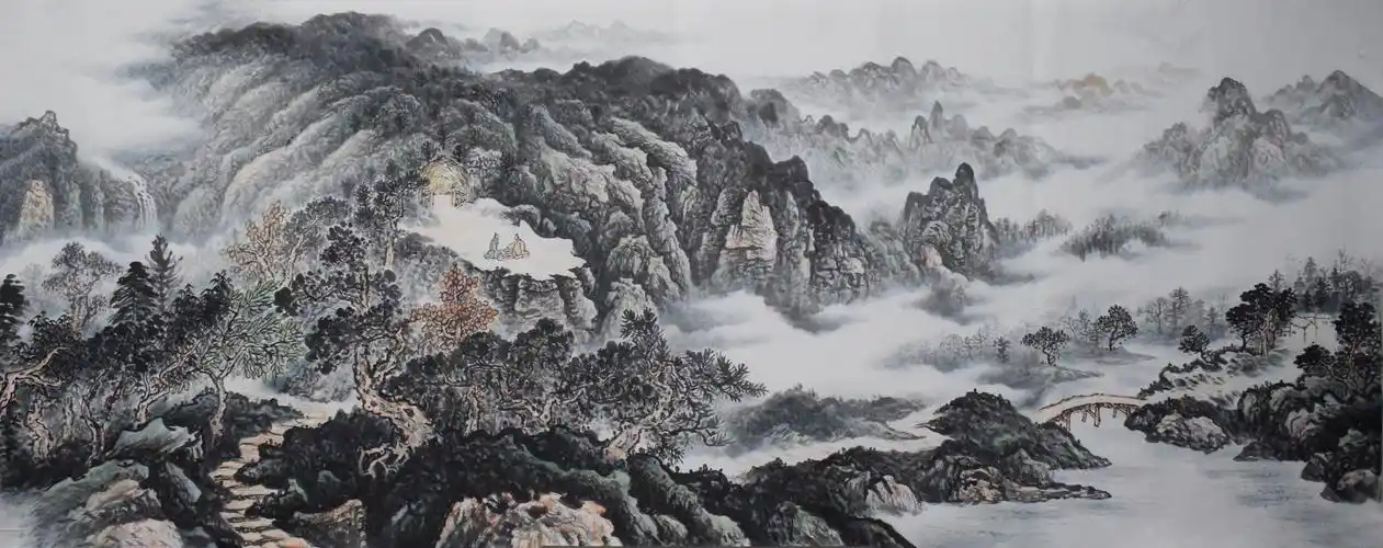 诸葛老师小六尺山水_山水_国画_装饰作品_园圆堂