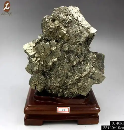 奇石矿物晶体原石黄铁矿狗头金金矿石 少见魔方状金黄色黄铁矿38(大图