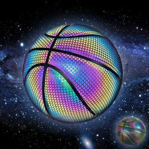 跨境反光篮球 室内外耐磨7号pu发光炫酷抖音成人夜光发光篮球批发