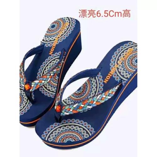 凉鞋越南平仙人字拖女夏季坡跟增高女拖鞋夹脚女士沙滩鞋甜美