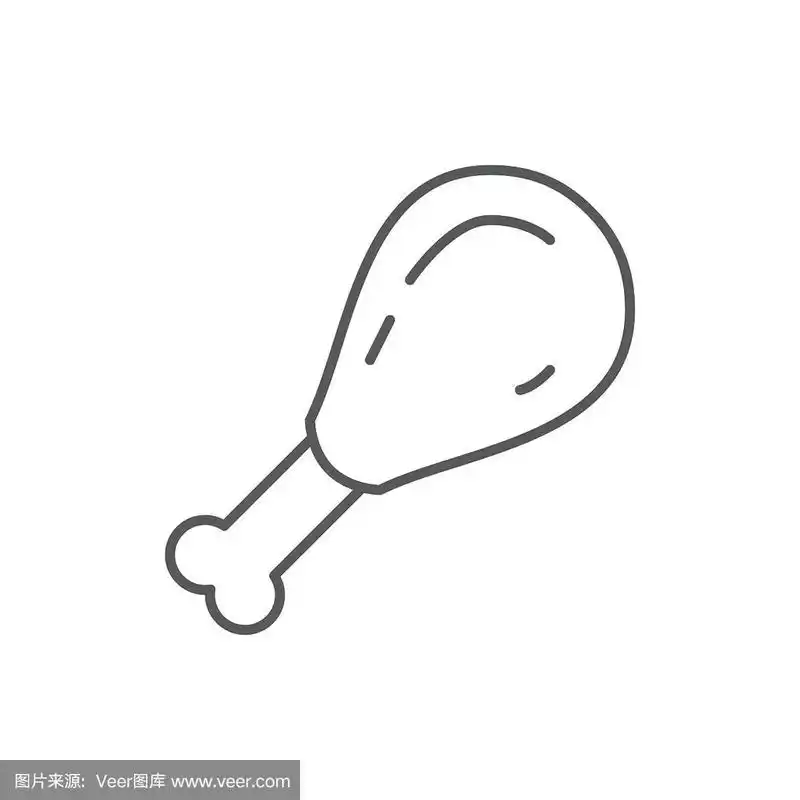 鸡腿餐可编辑线图标餐厅像素完美矢量插图孤立的白色背景.