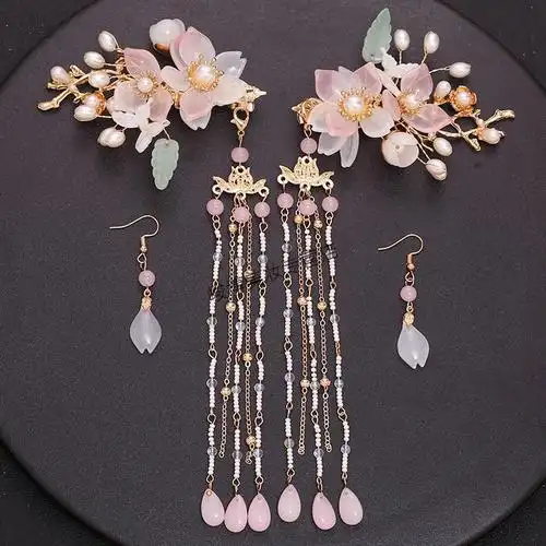 古装汉服古风发夹头饰流苏步摇儿童少女超仙配饰品对夹额饰全套05