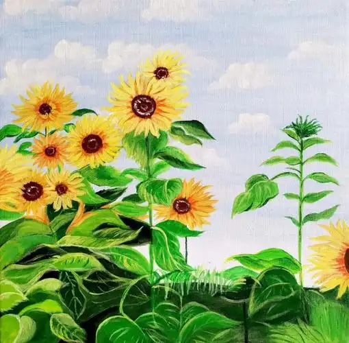 阳光下的向日葵丙烯画入门临摹