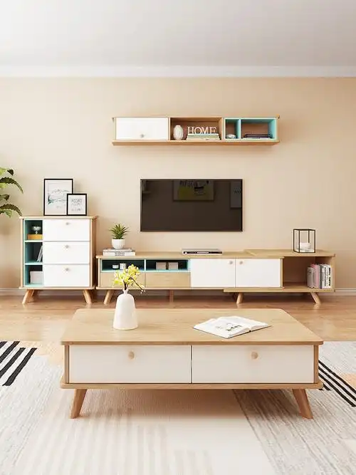 组合北欧电视柜茶几墙柜现代简约电视背景墙横竖吊柜电视柜