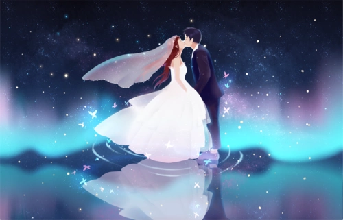 浪漫婚礼卡通插画psd素材