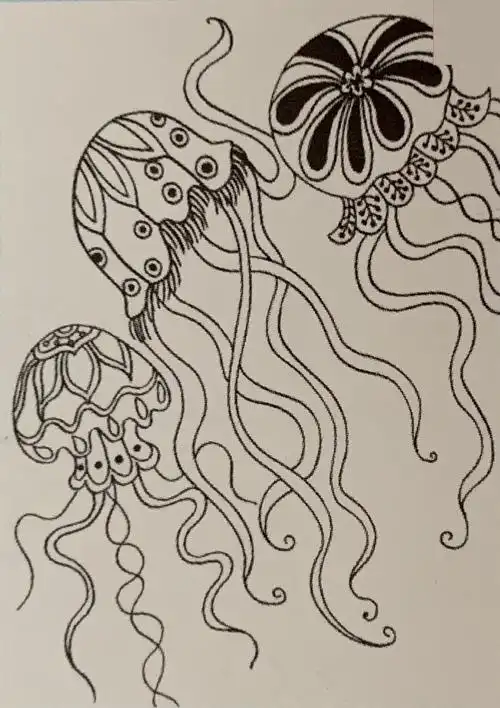 其它 奇思妙想-梦幻水母 写美篇绘画步骤: 绘画技巧:       晕染背景