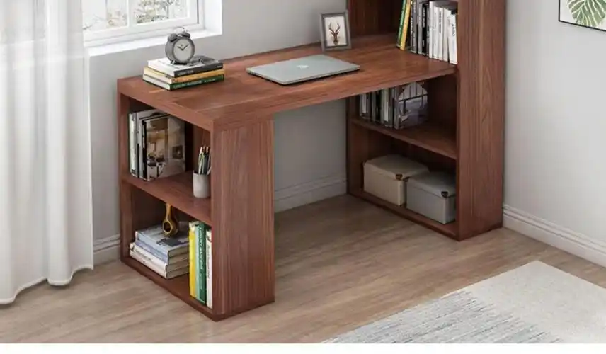 北欧书桌书架组合书柜一体桌电脑台式桌家用学生写字桌卧室学习桌公主