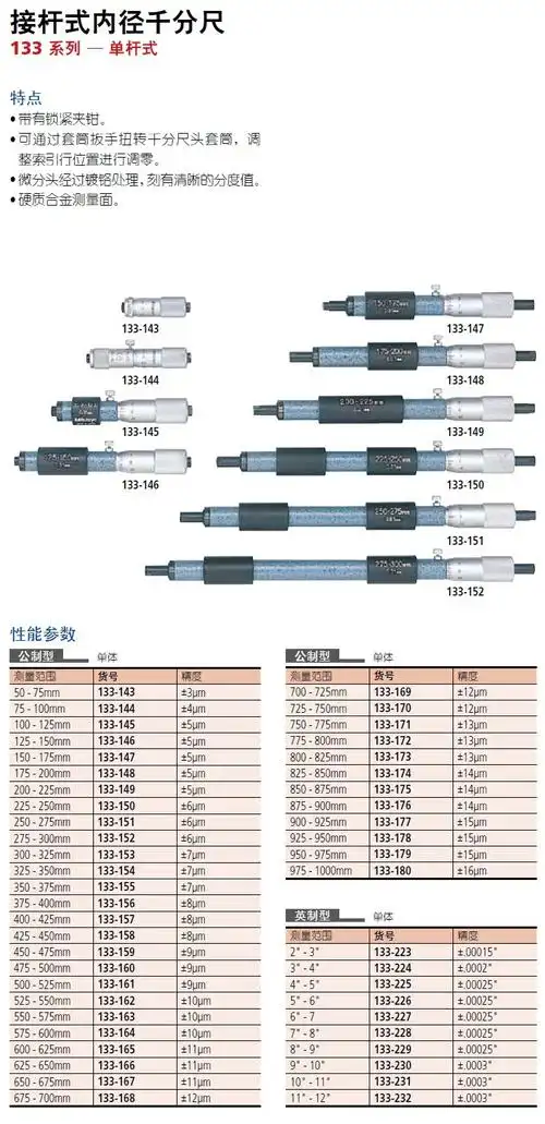 日本三丰mitutoyo 133-148(175-200mm)接杆式内径千分尺
