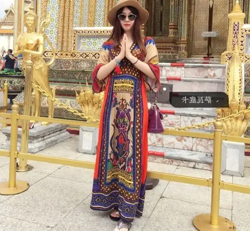 潮牌服装民族风裙子出游云南连衣裙泰国女装夏女装连衣裙
