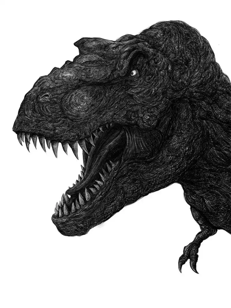 随手画一只霸王龙,附绘画过程  霸王龙最著名的恐龙～画的过程其实就