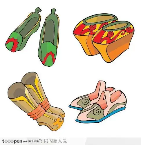 中国风古代卡通服饰鞋