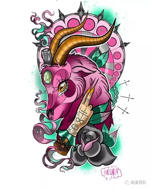 彩色newschool纹身手稿纹身的首选