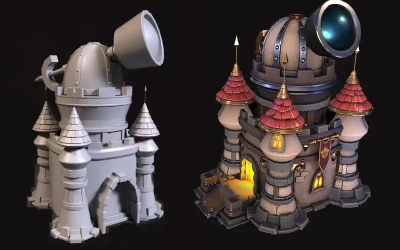 3dmax场景建模教程-零基础场景案例-天文城堡 简单场景3d模型制作思路