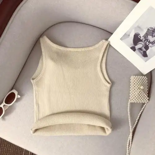 实拍2024辣妹风外穿针织小背心女夏季新款修身显瘦立体花朵上衣 - 17