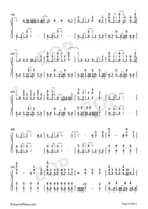 红莲华-鬼灭之刃op双手简谱预览2