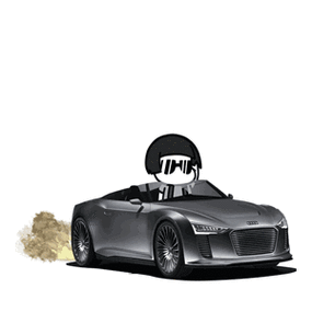 蘑菇头戴墨镜开奥迪跑车gif-发表情