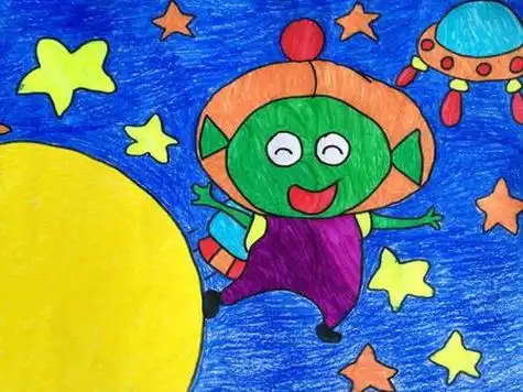 简笔画首页 儿童画大全 7-8岁儿童画  正文 外星人儿童画图片