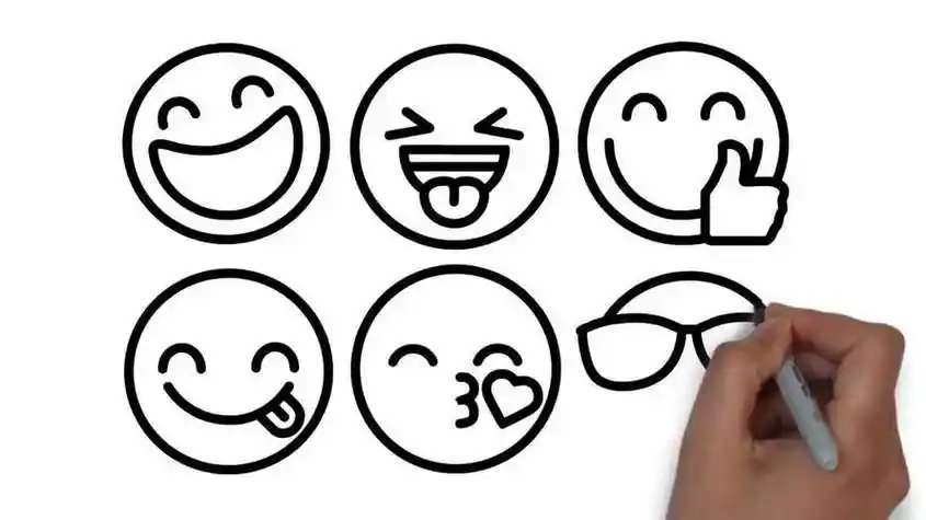 圆形笑脸简笔画